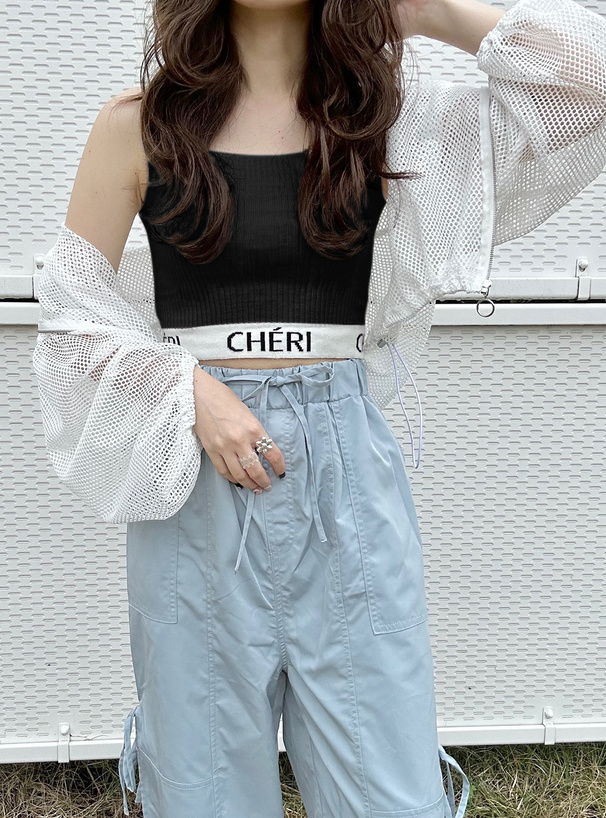 ロゴクロップド丈ニットタンクトップ[an1377] | レディース