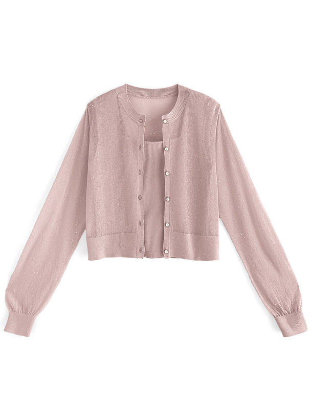 シアーカーディガン×タンクトップニットアンサンブル[dr669