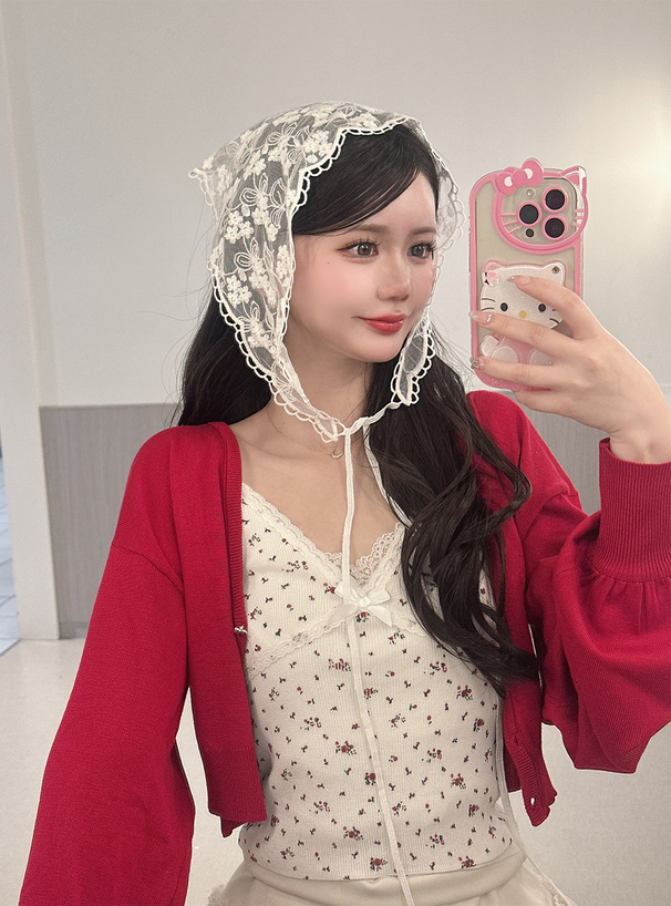 花柄レースリボンクロップド丈キャミソール[dr729] | レディース