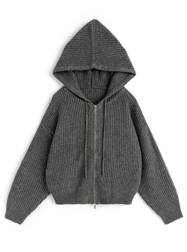 フード付きダブルジップニットパーカー[dr810] | レディース