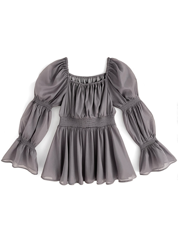 袖2Wayシアーシャーリングペプラムブラウス[fl001] | レディース