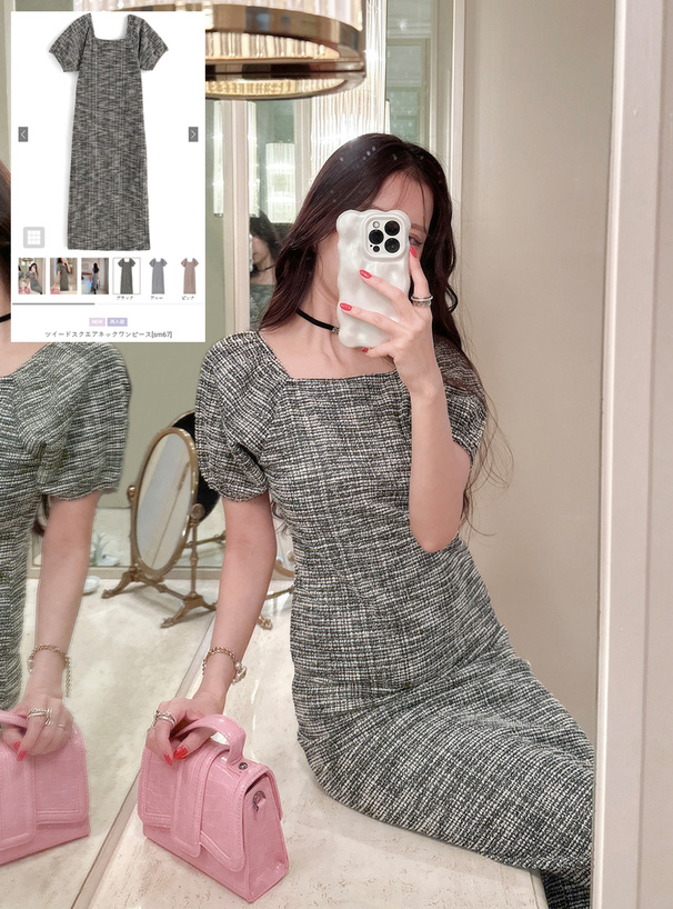 ツイードスクエアネックワンピース[sm67] | レディースファッション
