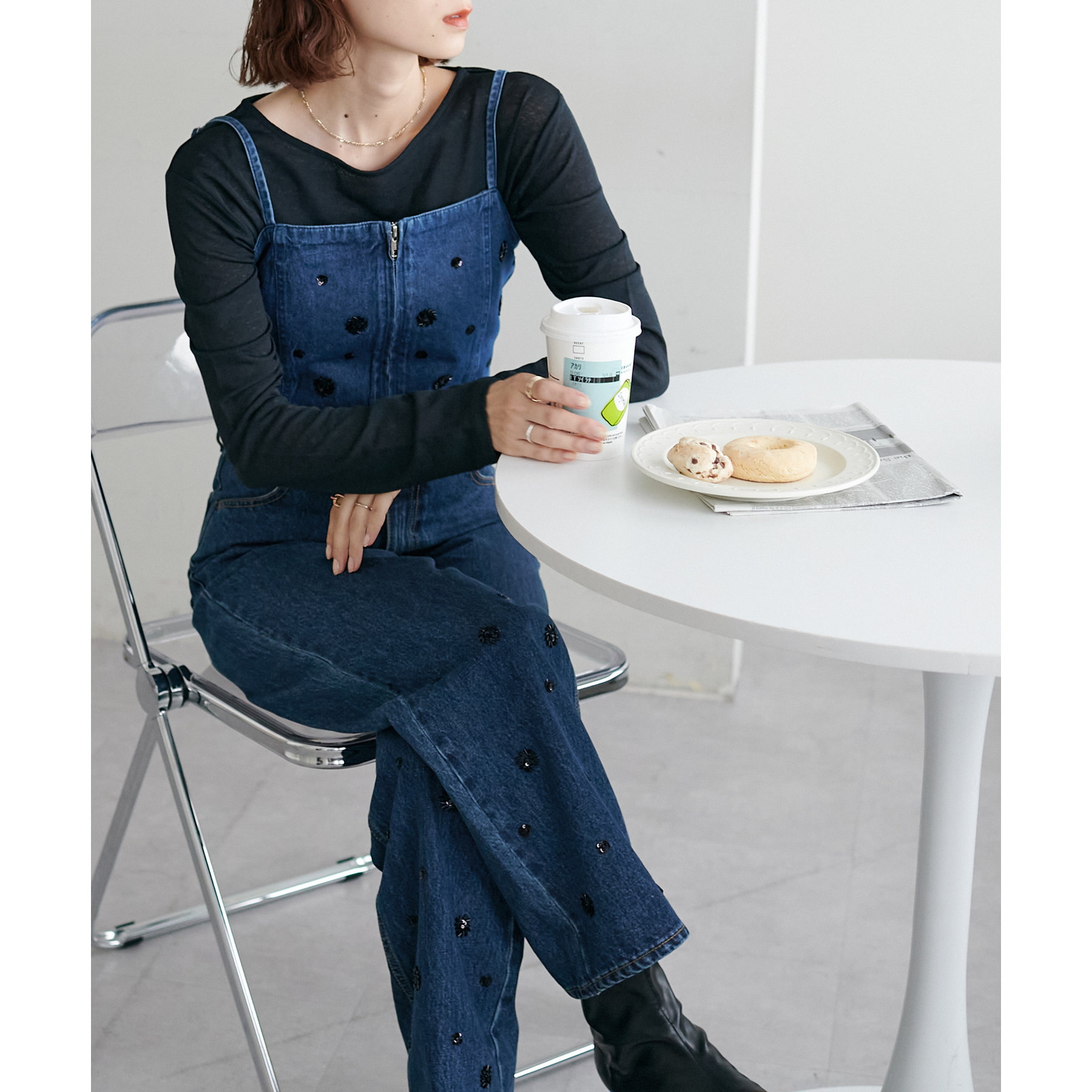 ビジュー使いデニムストレートパンツ | ファッション通販サイト NUGU