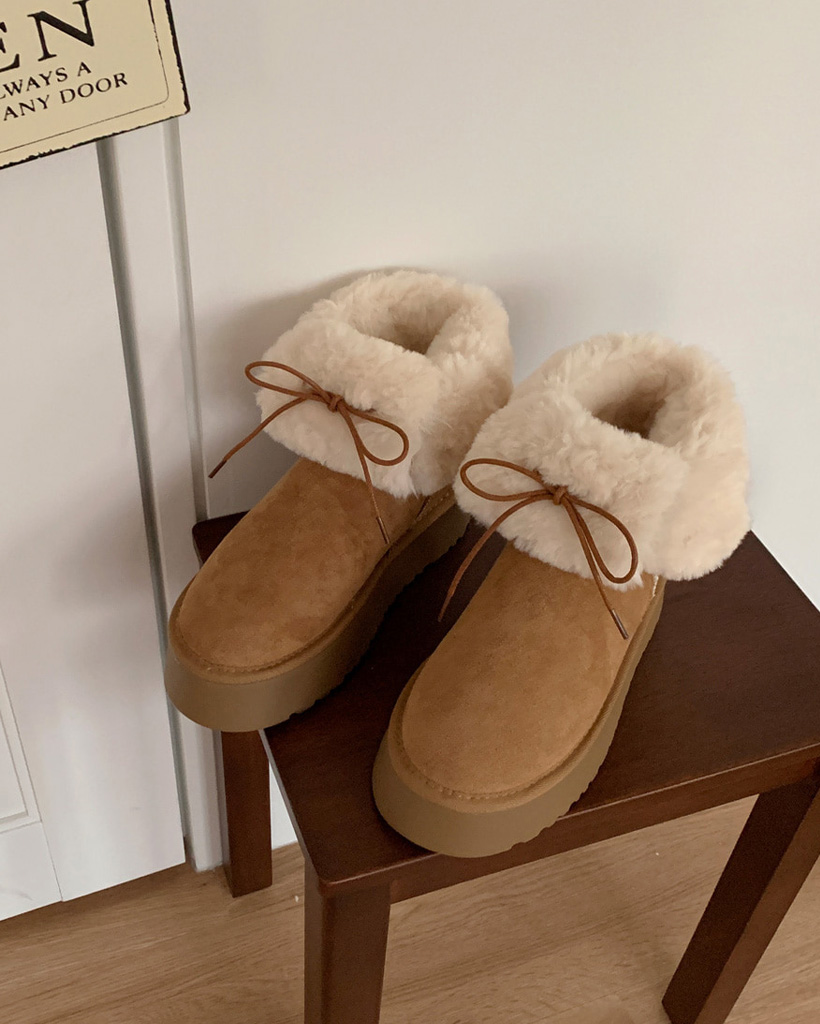 4cm) レースアップ厚底ムートンブーツ | ファッション通販サイト NUGU