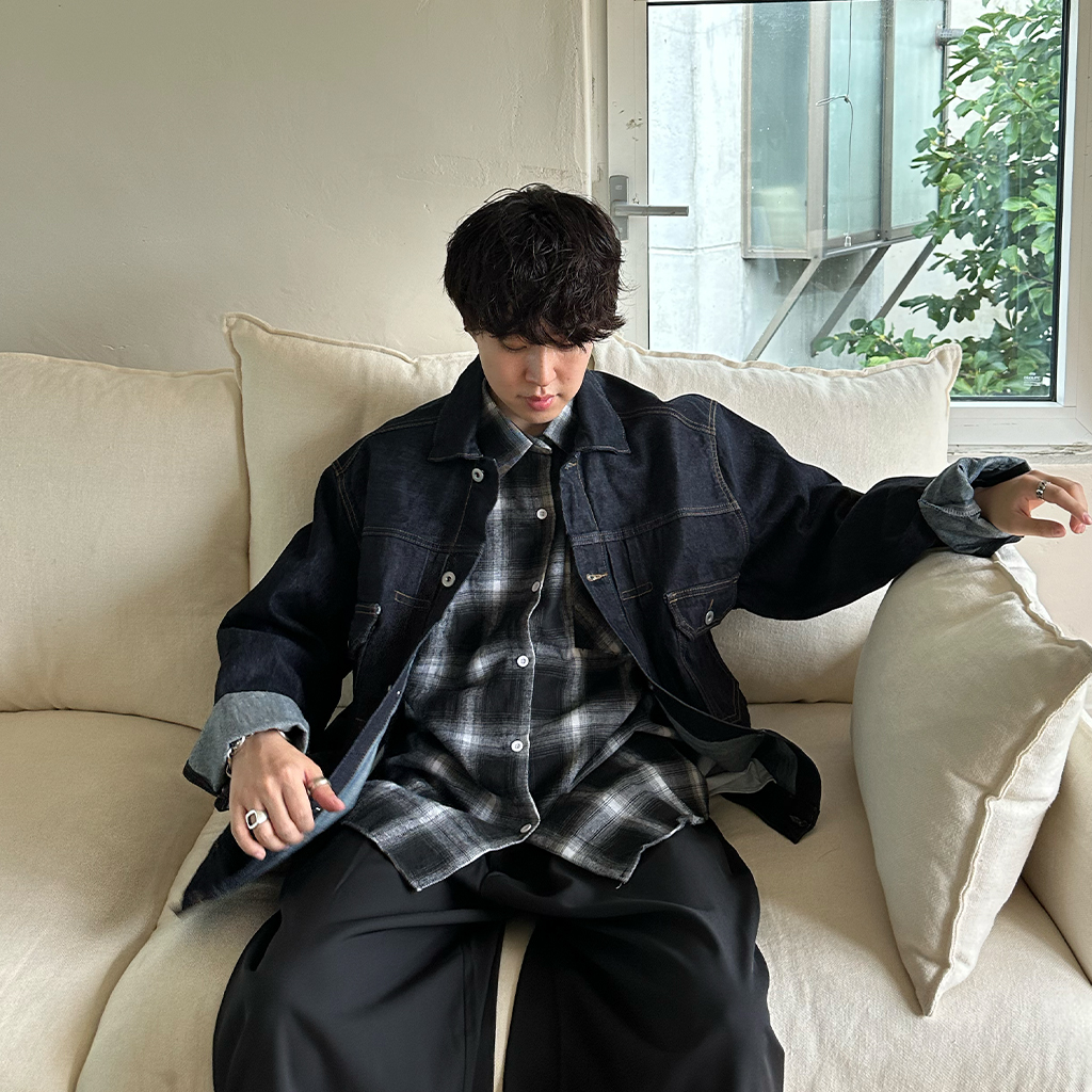 ユニセックス) ブラックトーンチェックシャツ | ファッション通販