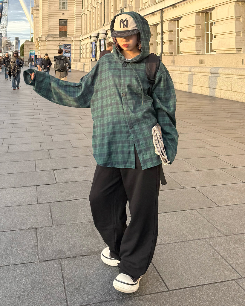 ユニセックス)フード付きチェックシャツ | ファッション通販サイト NUGU