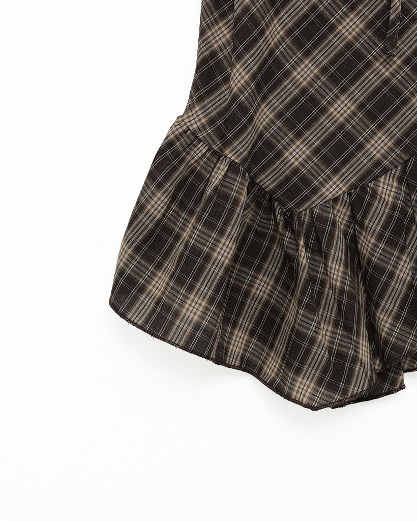 チェック柄リボンアシンメトリーワンピース | ファッション通販サイト NUGU