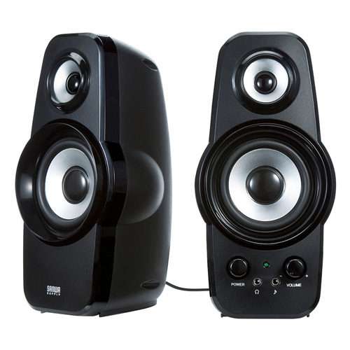 MM-SPL9BK【ツィーター搭載2chマルチメディアスピーカー（ブラック