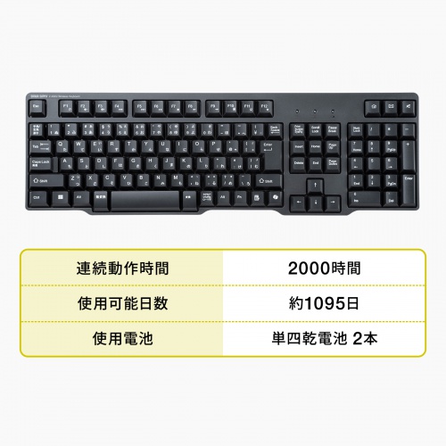 SKB-WL40BK【ワイヤレスキーボード（2.4GHzワイヤレス）】フチなしで省