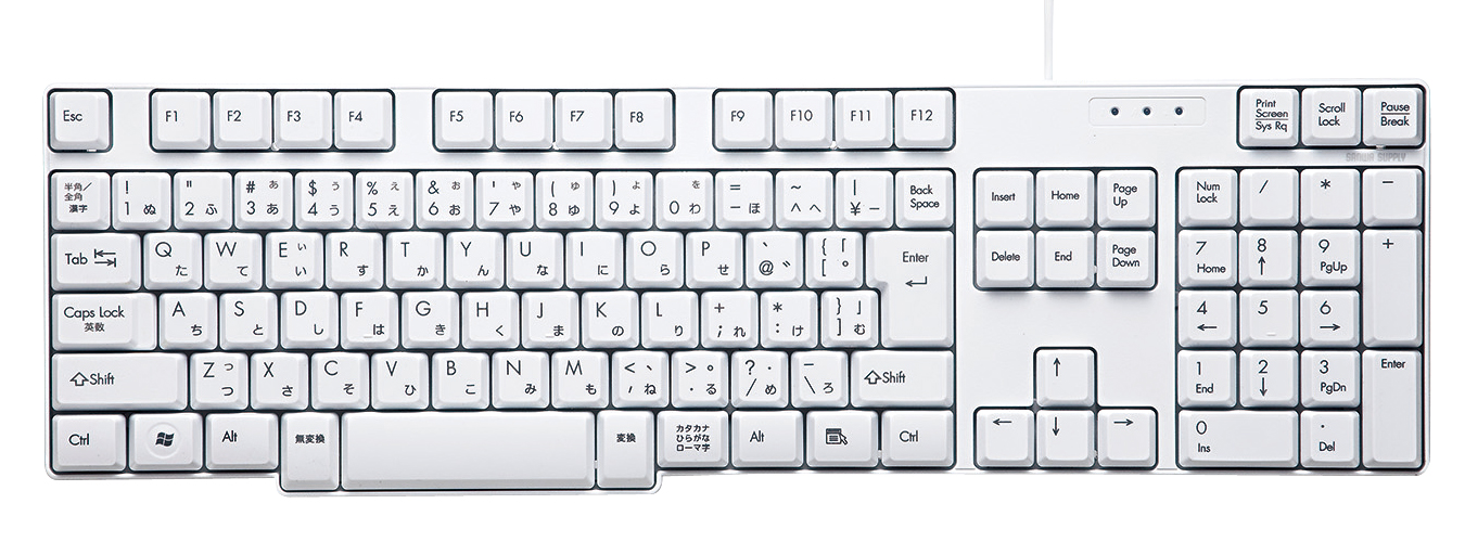 SKB-108L【日本語108キーボード（ホワイト）】標準日本語配列の