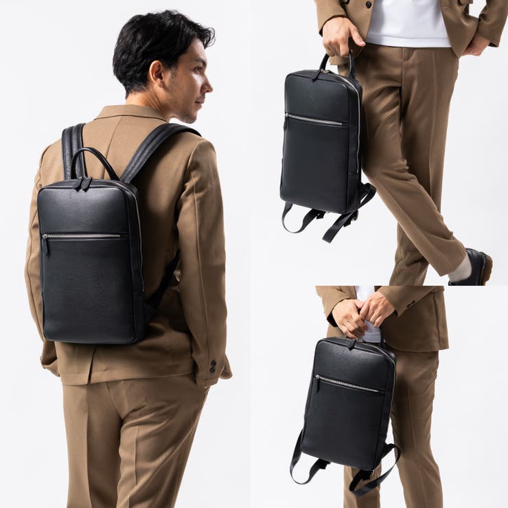 薄マチ ダブルジッパー シュリンクレザー スマート コンパクトビジネス