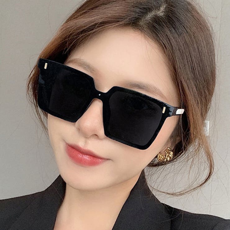 スクエアサングラス ビックフレームメガネ[品番：II000009010