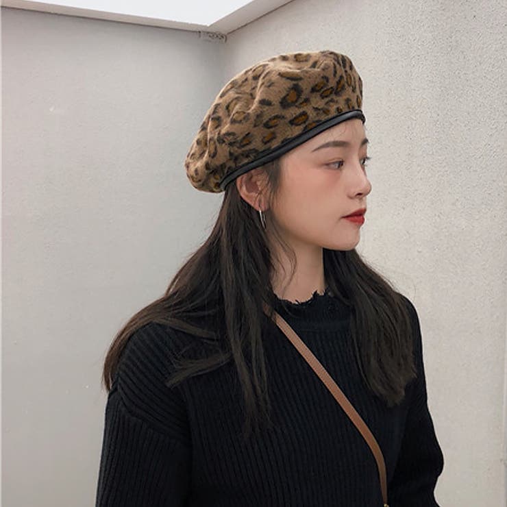 起毛 レオパード柄 ベレー帽 秋冬[品番：II000009262]｜Miniministore