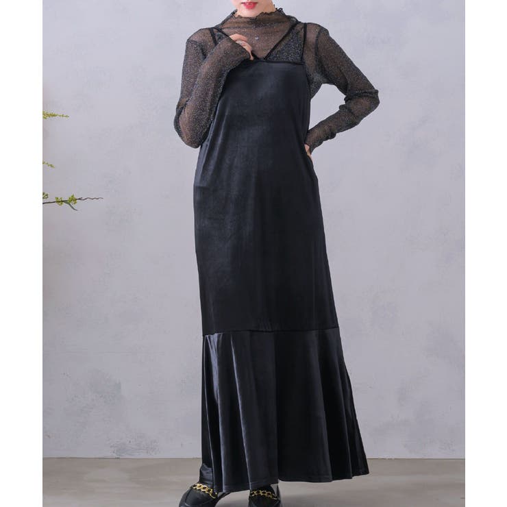 ベロアキャミOP 【RETRO GIRL】ロングキャミワンピース[品番