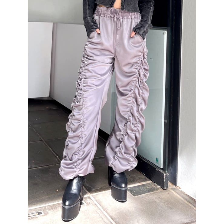 サテンギャザーワイドパンツ[品番：MKSW0059709]｜GYDA（ジェイダ）の