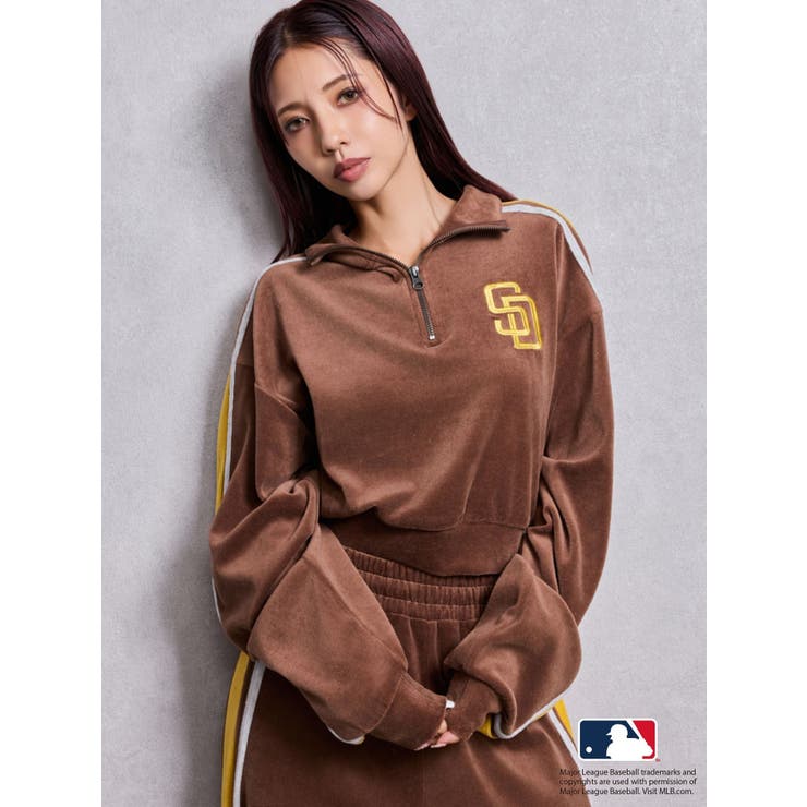 GYDA［MLB］2ラインハーフZIPショートトップス[品番：MKSW0068229