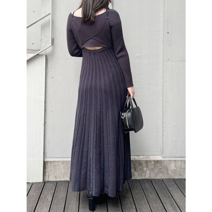 レイヤードプリーツニットワンピース[品番：MKSW0048673]｜MERCURYDUO