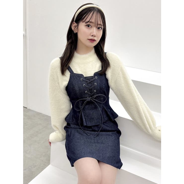 レースアップビスチェミニワンピース[品番：MKSW0061108]｜dazzlin