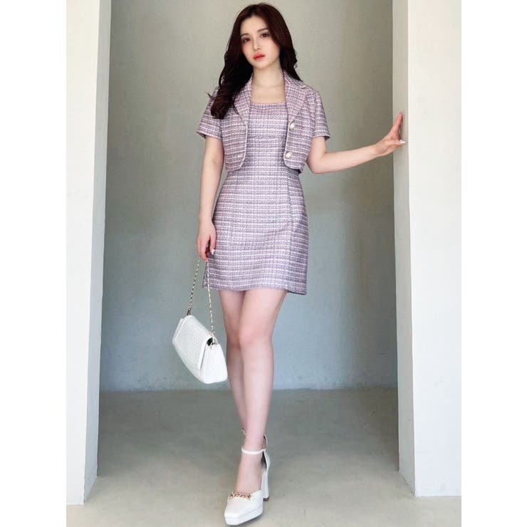 ツイードミニワンピース【セットアップ着用可能】[品番：MKSW0057055