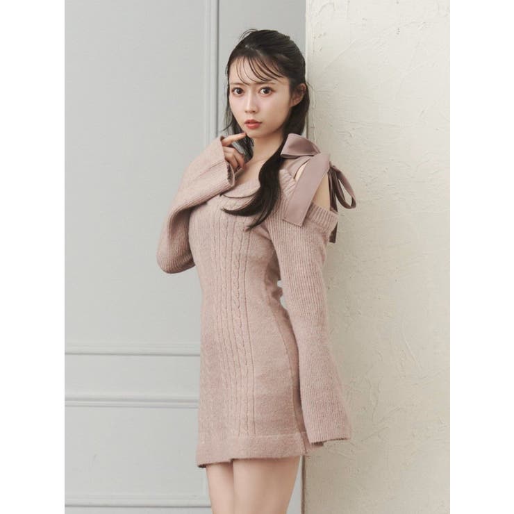 リボンオフショルミニワンピース[品番：MKSW0061854]｜EATME