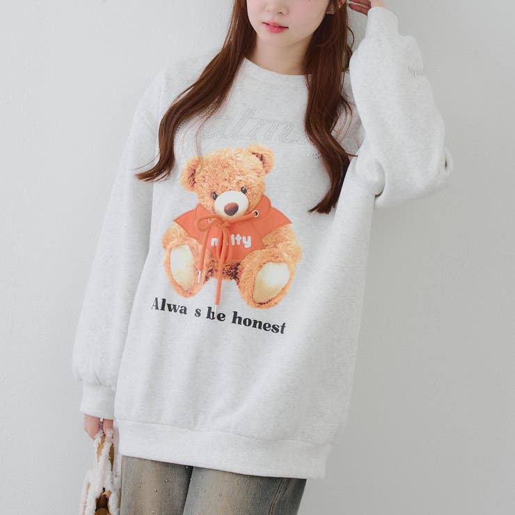 キラキラロゴクマ裏起毛プルオーバー[品番：NCLW0016854]｜NICE CLAUP