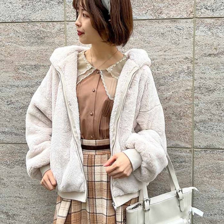 フード付きファーコート[品番：IGAW0003279]｜axes femme（アクシーズ