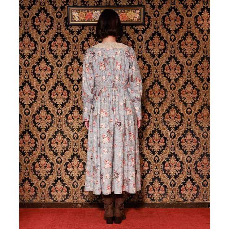 音楽と薔薇柄ドレス風ワンピース[品番：IGAW0005436]｜axes femme
