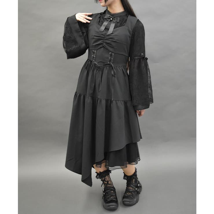 コルセットデザインアシメワンピース[品番：IGAW0005528]｜axes femme