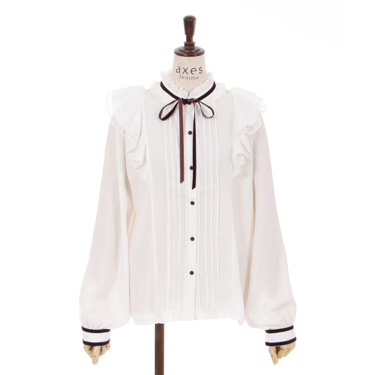 ベロアリボン付フリルBL[品番：IGAW0002710]｜axes femme