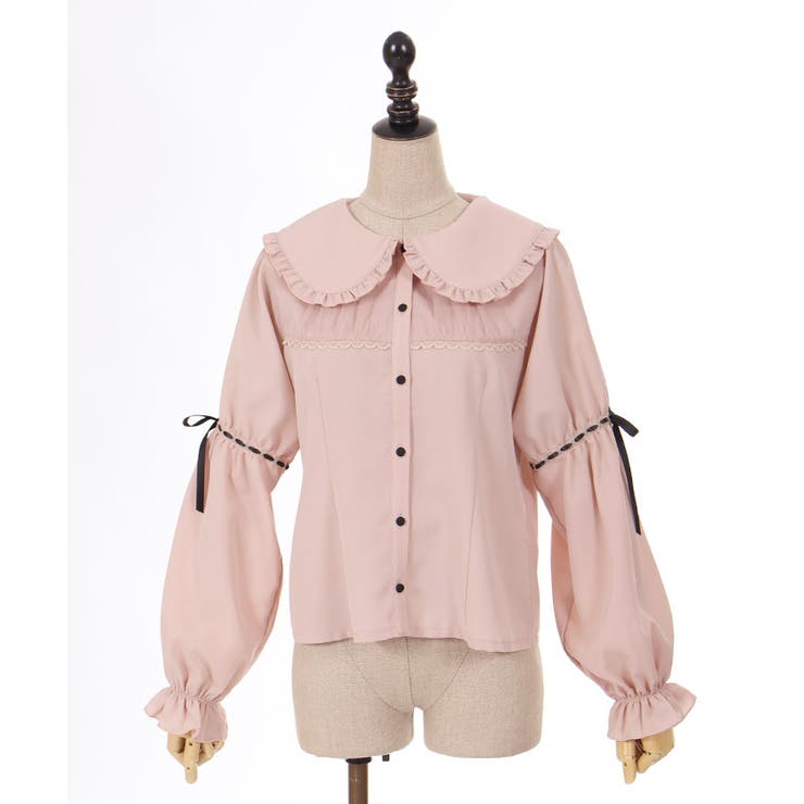 リボン付フリルビッグ襟ブラウス[品番：IGAW0005727]｜axes femme