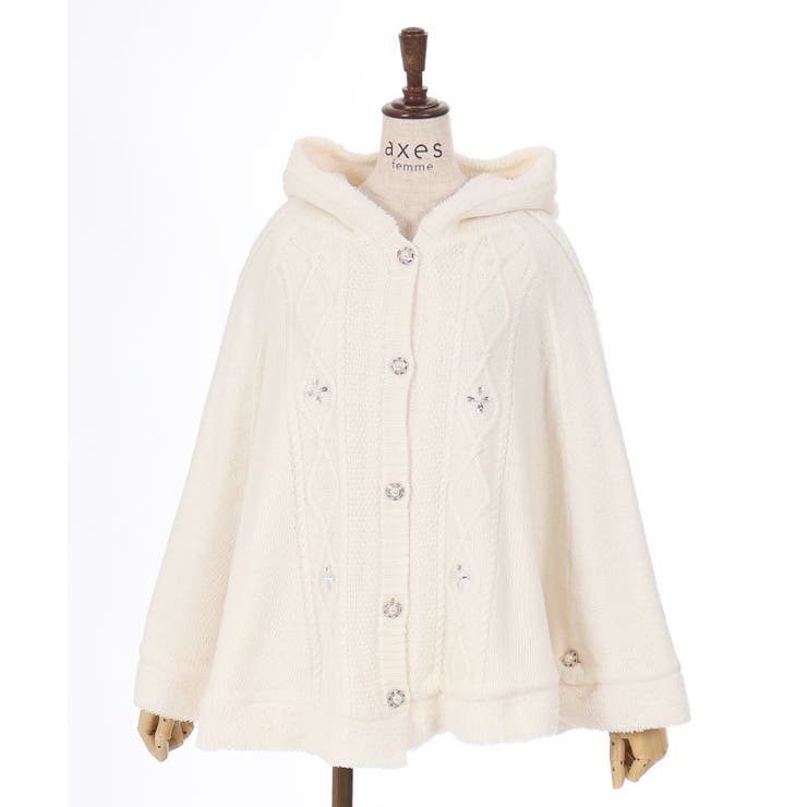 ビジュー裏ボアニットポンチョ[品番：IGAW0005635]｜axes femme