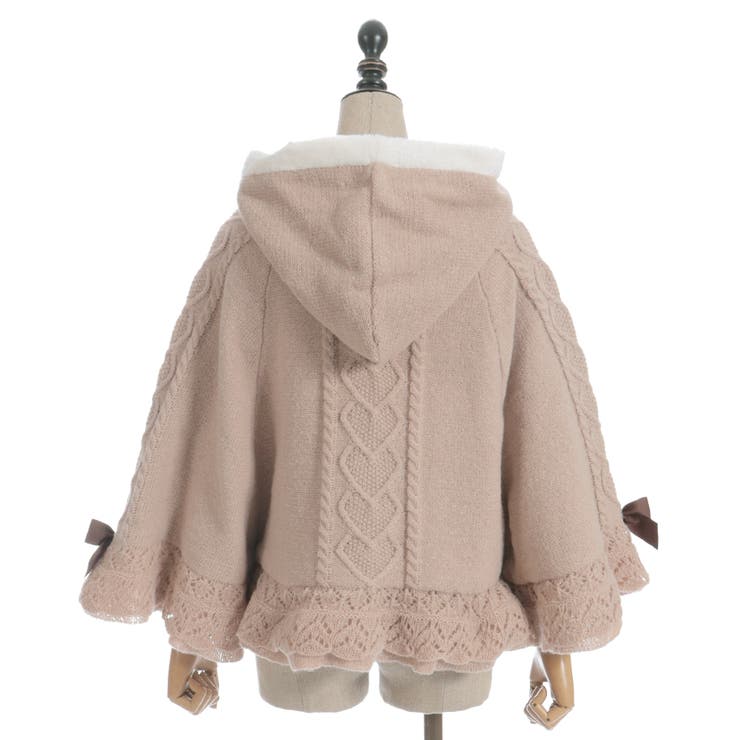 ハート編柄裏ボアニットケープ[品番：IGAW0006944]｜axes femme