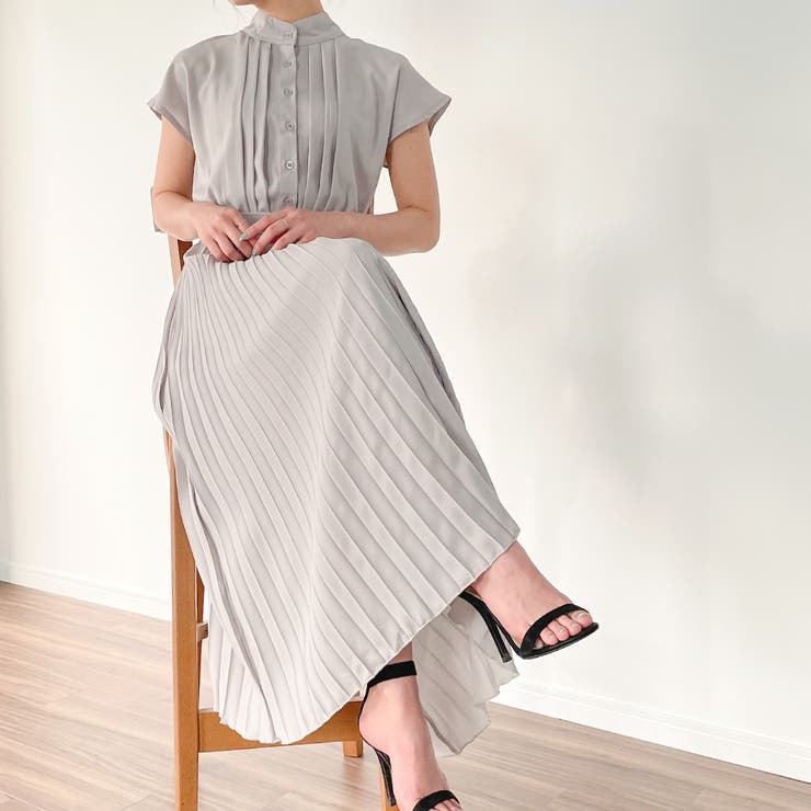 フレンチスリーブプリーツワンピース[品番：AMTW0002031]｜JUNOAH