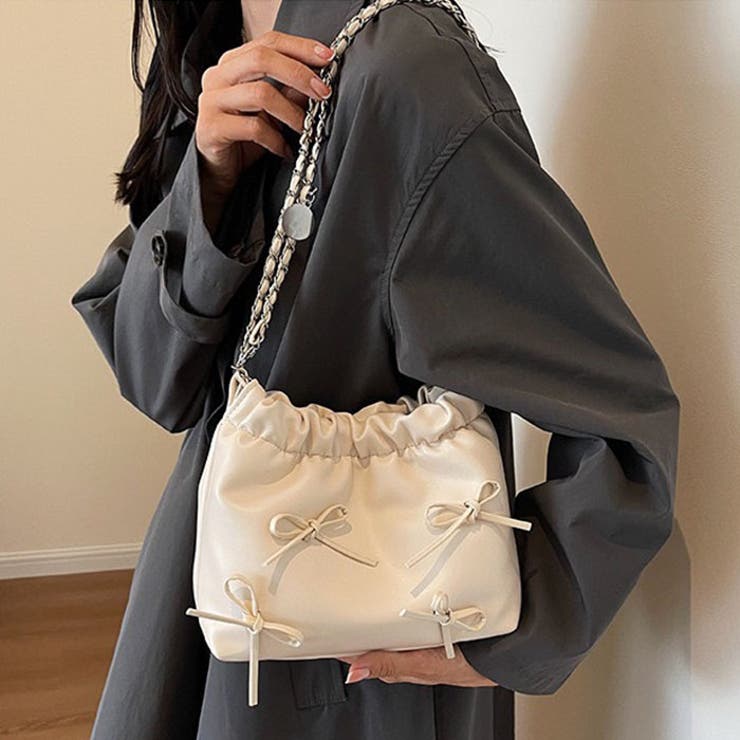 メニーリボンPUチェーンショルダーバッグ[品番：OUTW0000048