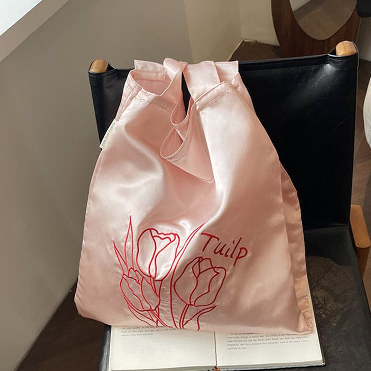 チューリップ刺繍サテントートバッグ[品番：OUTW0000107]｜Outfitter