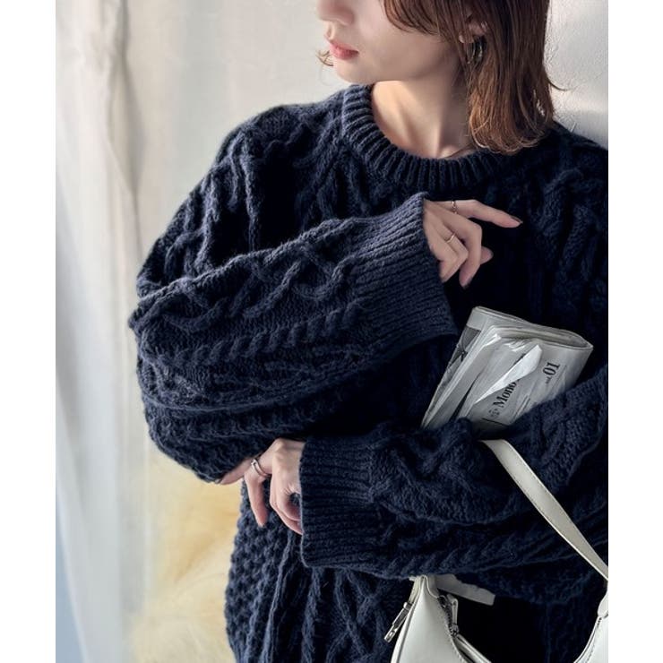 ざっくり感で一瞬でこなれ顔◎立体アラン柄ローゲージケーブルニット