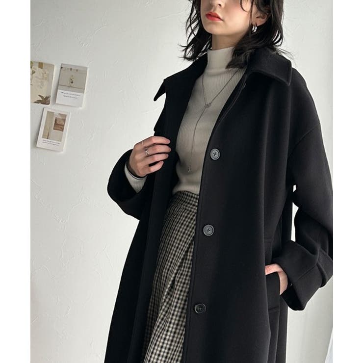 ロング丈が今年の気分♪ウールライク素材ステンカラーコート[品番