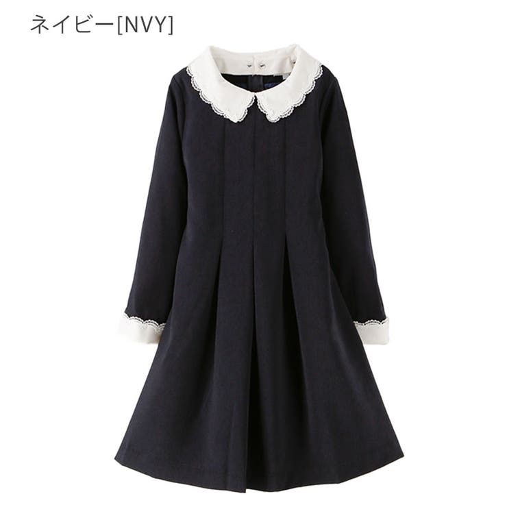 女の子 フォーマル スカラップレース白襟ワンピース[[品番