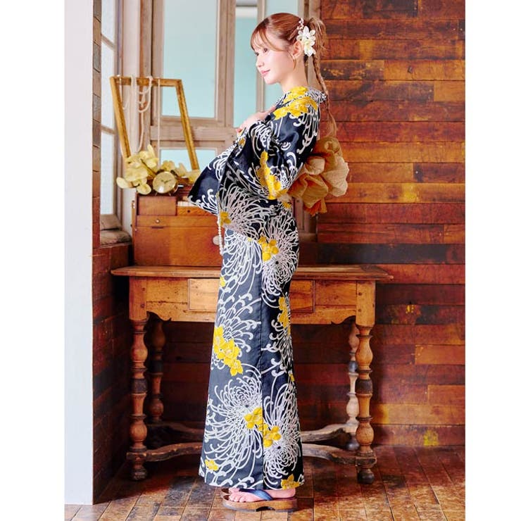 濃紺×乱れ菊柄浴衣【2025年新作 YUKATA by[品番：DY000032339]｜Dazzy