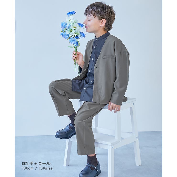 フォーマル ノーカラージャケット セットアップ(ロングパンツ)[品番