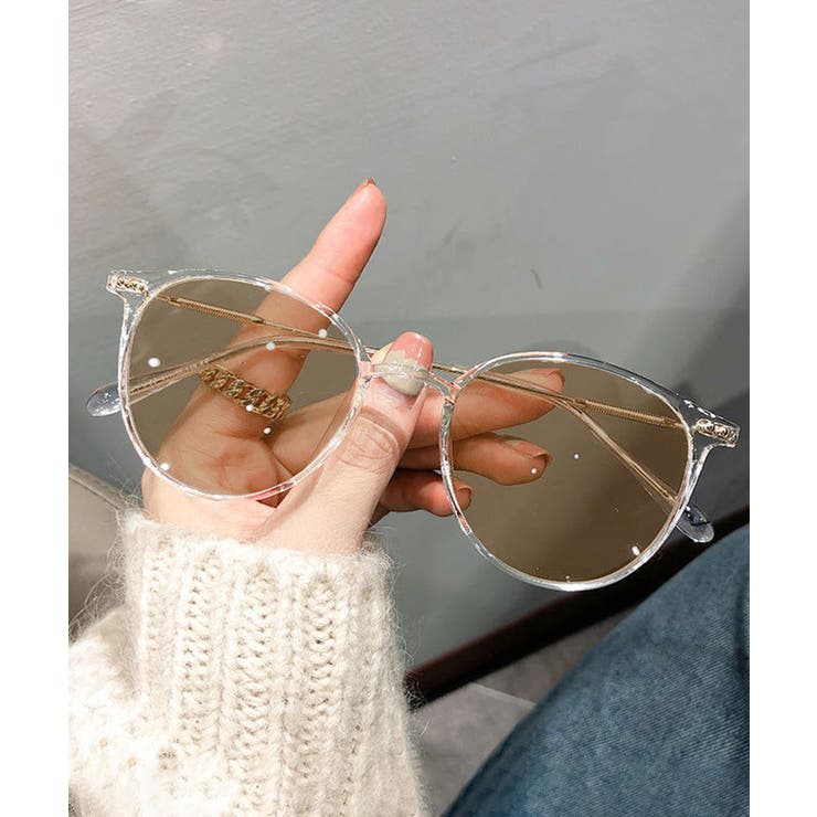 日当たると色が変わる。1本2役UV調光ボストン眼鏡/サングラス[品番