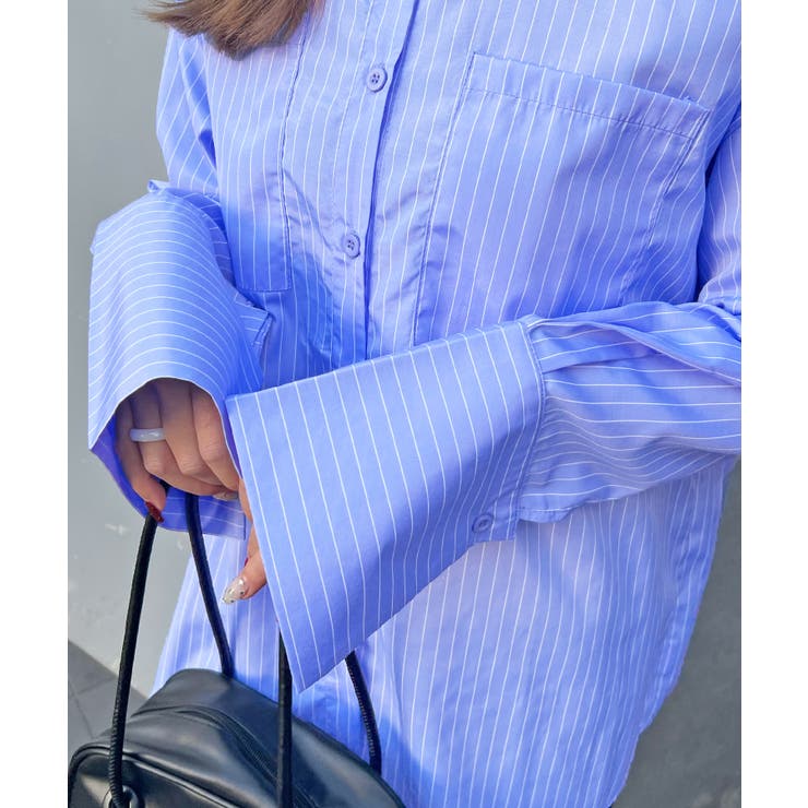 ABYS》爽やかな大人の印象。BIGポケットオーバーサイズストライプ