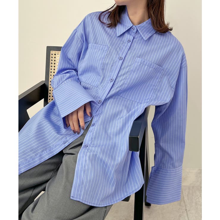 ABYS》爽やかな大人の印象。BIGポケットオーバーサイズストライプ