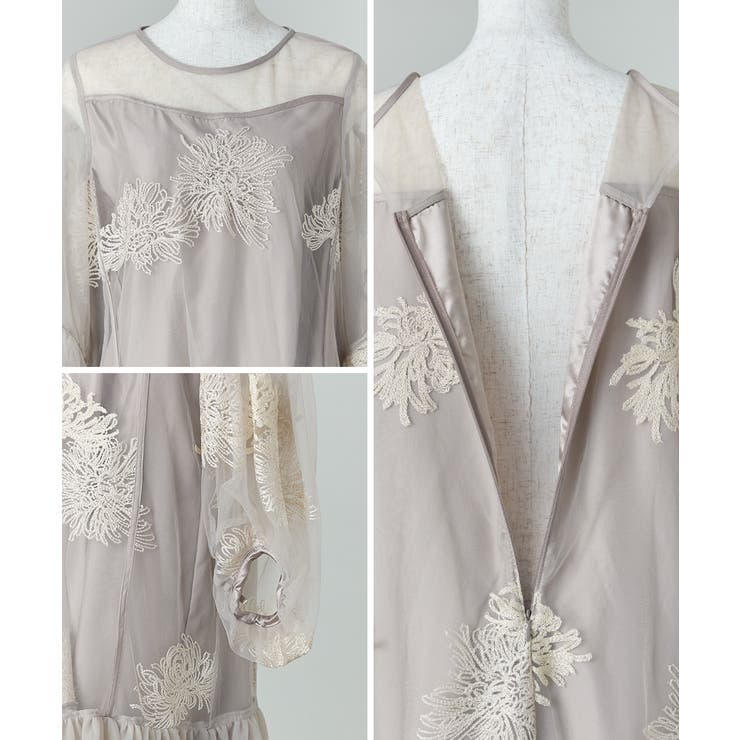 niana ニアナ フラワー刺繍ティアードフリルドレス[品番：FT000010663