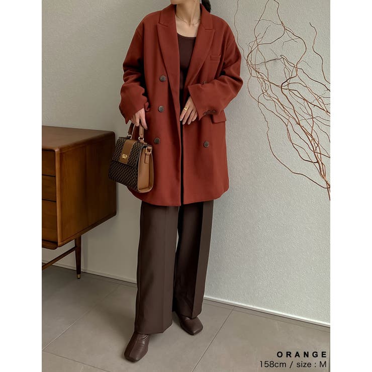 ビッグカラーで大人のこなれ感 カットメルトンダブルミドルコート