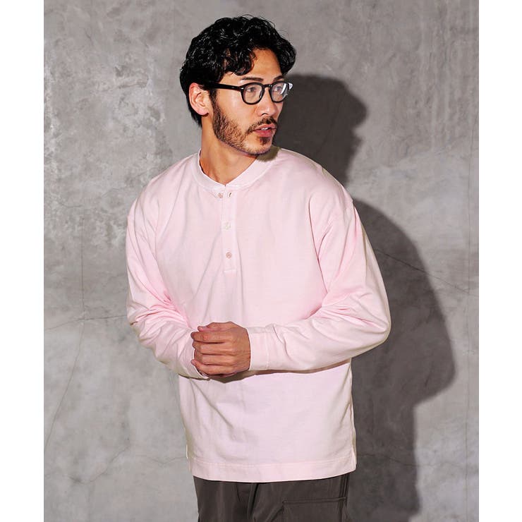 ◇フェードピグメントヘンリーネックロンT◇ロンT メンズ Tシャツ