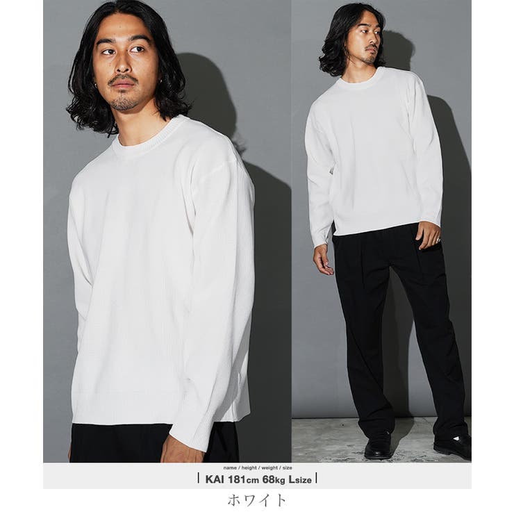 クルーネック ニット アゼ編み[品番：JG000014340]｜JIGGYS SHOP