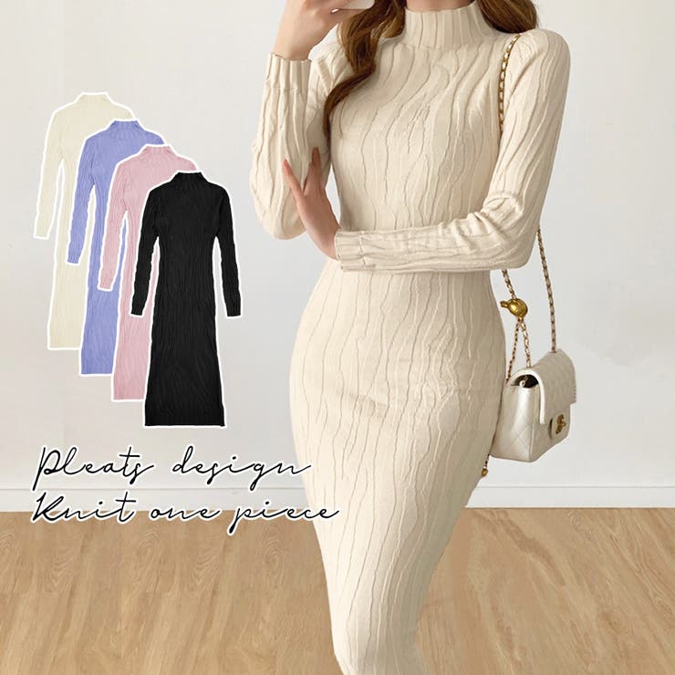 ニットワンピース ハーフネック ハイネック[品番：JCSW0001850