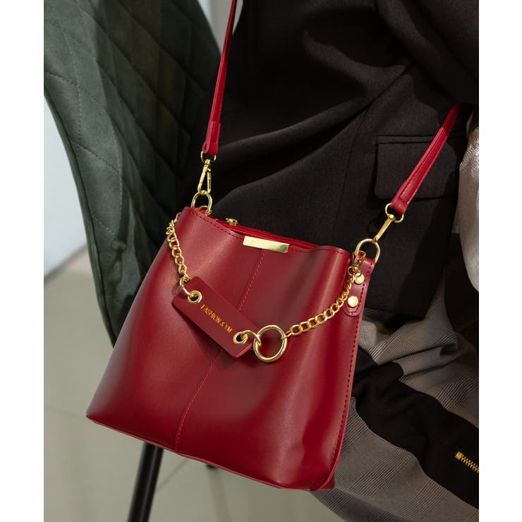 チェーンチャーム付 フェイクレザー ショルダーBAG[品番：PPNW0003757