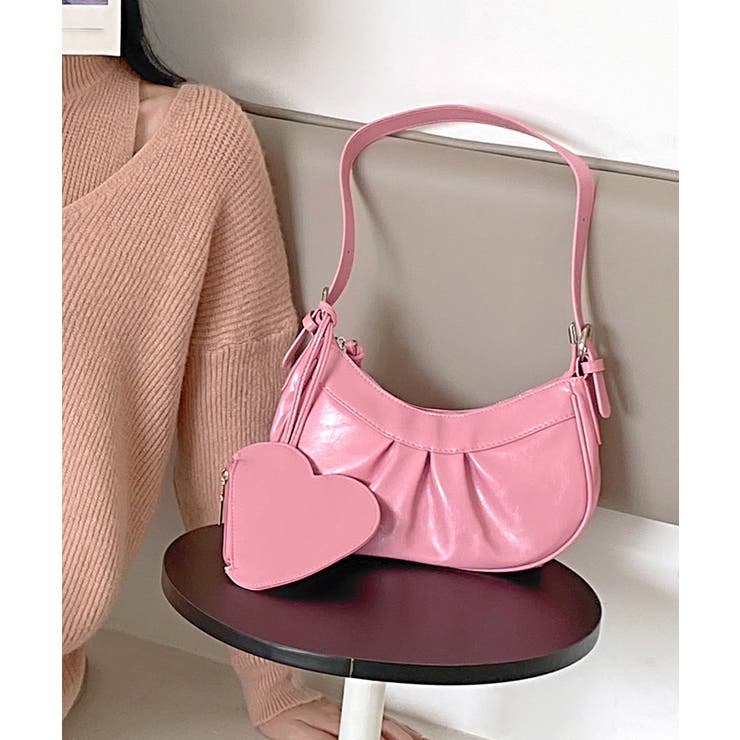 2WAYフェイクレザーショルダーバッグ ハンドバッグ チャーム付きバッグ